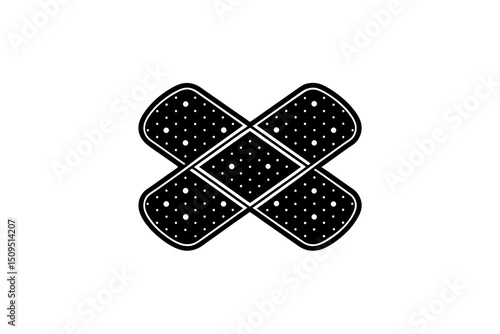 bandage icon x shape with holes and edges