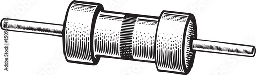 cylindrical coil of wire with exposed leads.