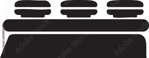 Three stacked sandwiches rest on a dark surface.