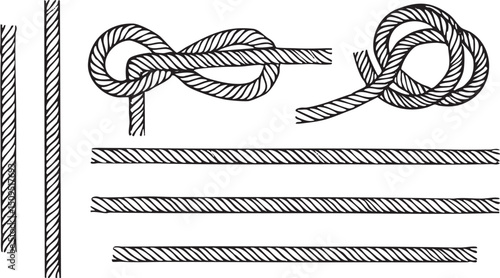 diagram illustrates a complex nautical knot with three parallel lines.