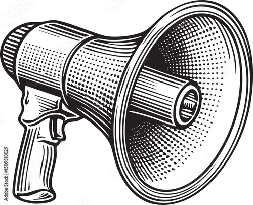 vintage megaphone emits a focused beam of sound.