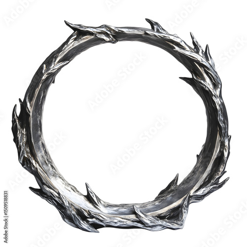 Intricate Silver Wreath with Twisted Branch Design for Fantasy Art and Mystical Decorative Elements