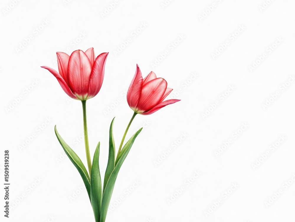 Watercolor tulip flowers isolated on white background, hand-painted spring botanical illustration, floral clipart design Watercolor tulip flowers isolated on white background, hand-painted spring botanical illustration, floral clipart design