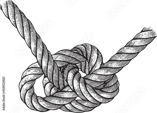 tightly wound nautical rope creates a complex knot.