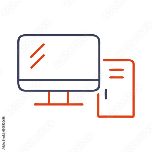 Desktop computer with monitor and tower in minimalist design