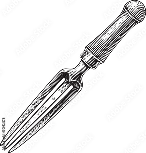 detailed black and white of a fork.