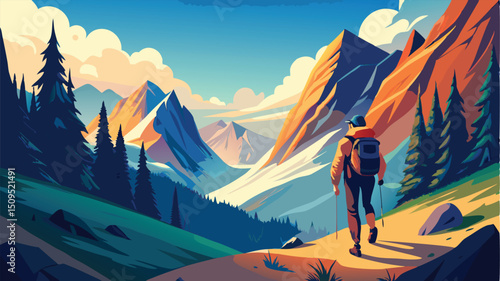 Majestic mountain hike solo adventurer scenic view
