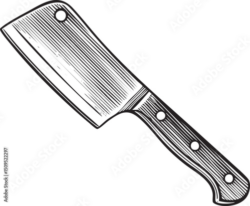 detailed black and white of a cleaver.