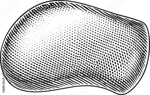 smooth rounded loaf of bread rests on a white surface.