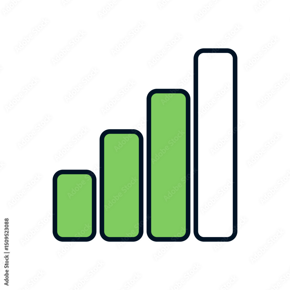wireless connection level symbol with three active bars indicating average signal strength wireless connection level symbol with three active bars indicating average signal strength