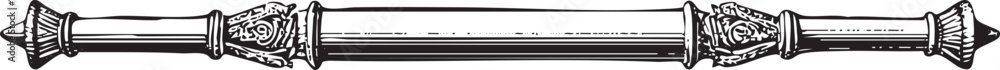 slender ornate metal rod features detailed floral designs. slender ornate metal rod features detailed floral designs.