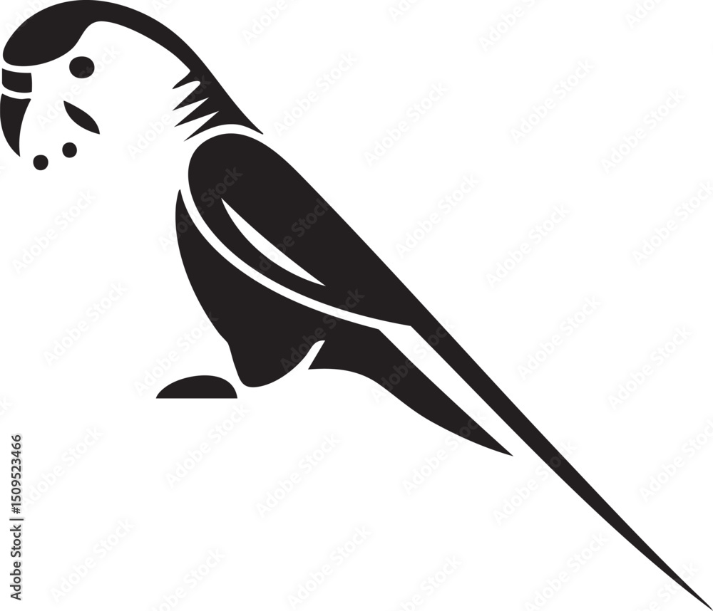 Obraz premium stylized black parrot sits attentively poised on a dark surface.