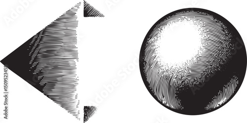 stylized circular eye with a triangular pupil is depicted against a stark white background.