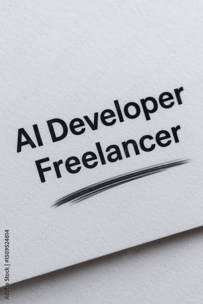Fototapeta premium AI developer freelancer text on white paper with underline emphasizing career and work opportunity