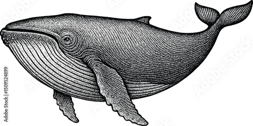Whale vector hand drawn illustration..eps