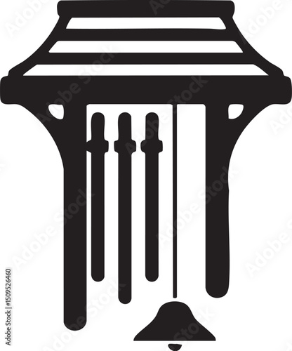 stylized black and white of a classical pipe organ.