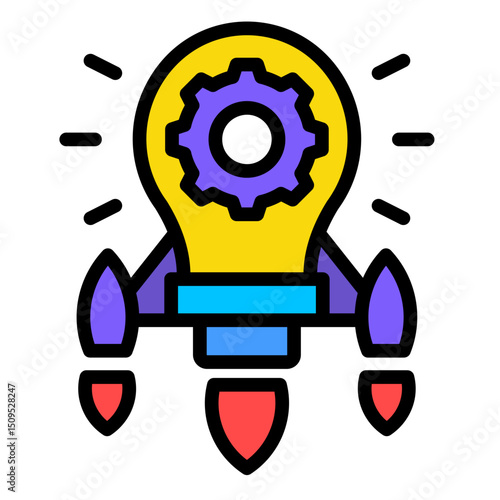 Rocket Launch  Icon Element For Design	