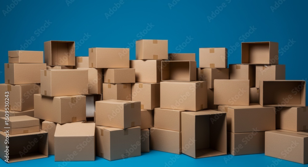 Fototapeta premium Stacked Cardboard Boxes
