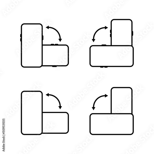 Auto rotate smartphone icon set. Phone rotation sign symbol