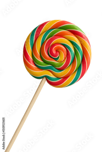 Wallpaper Mural A colorful, spiral lollipop with red, yellow, green, and orange swirls on a wooden stick. Torontodigital.ca