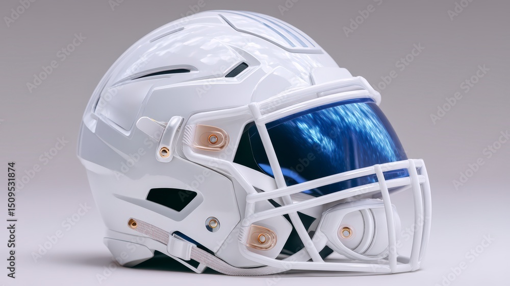 Fototapeta premium White Football Helmet American Football Sports Equipment Game Day Protection Gear Clo