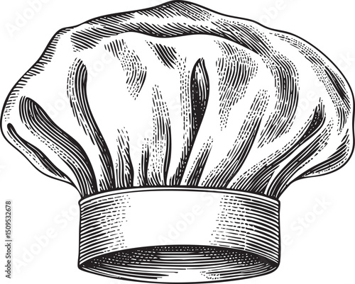 detailed black and white of a chef's hat.