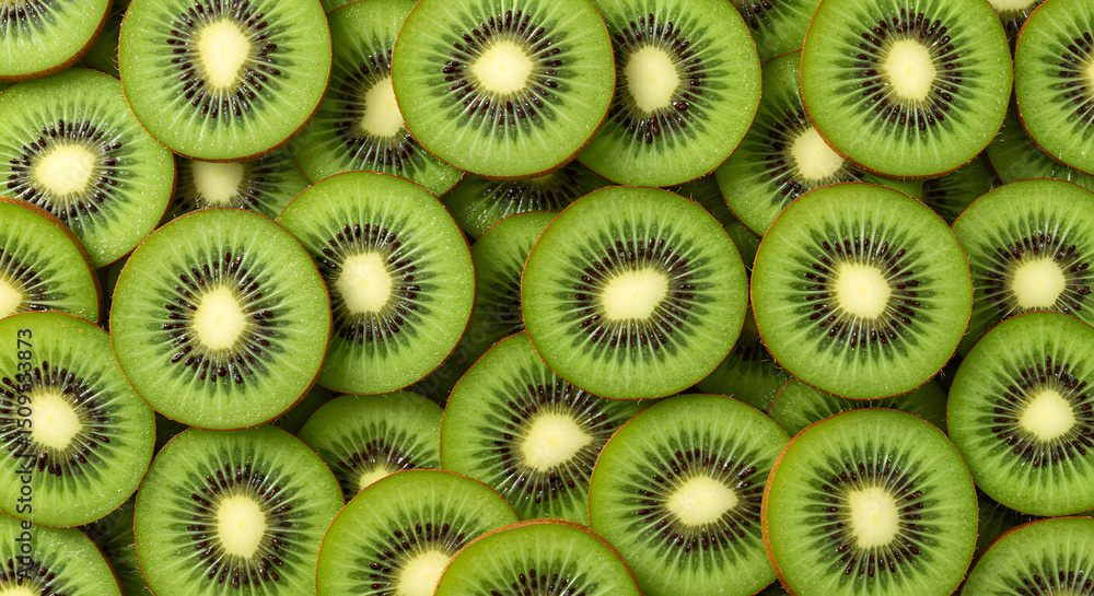 Close-up pattern of fresh kiwi slices Close-up pattern of fresh kiwi slices