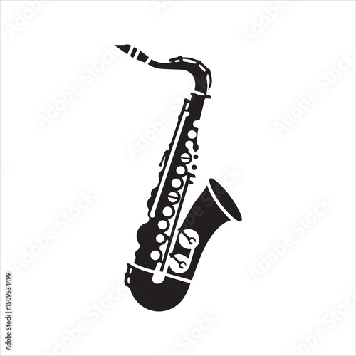 Saxophone Silhouette Icon – Jazz Music Instrument Vector