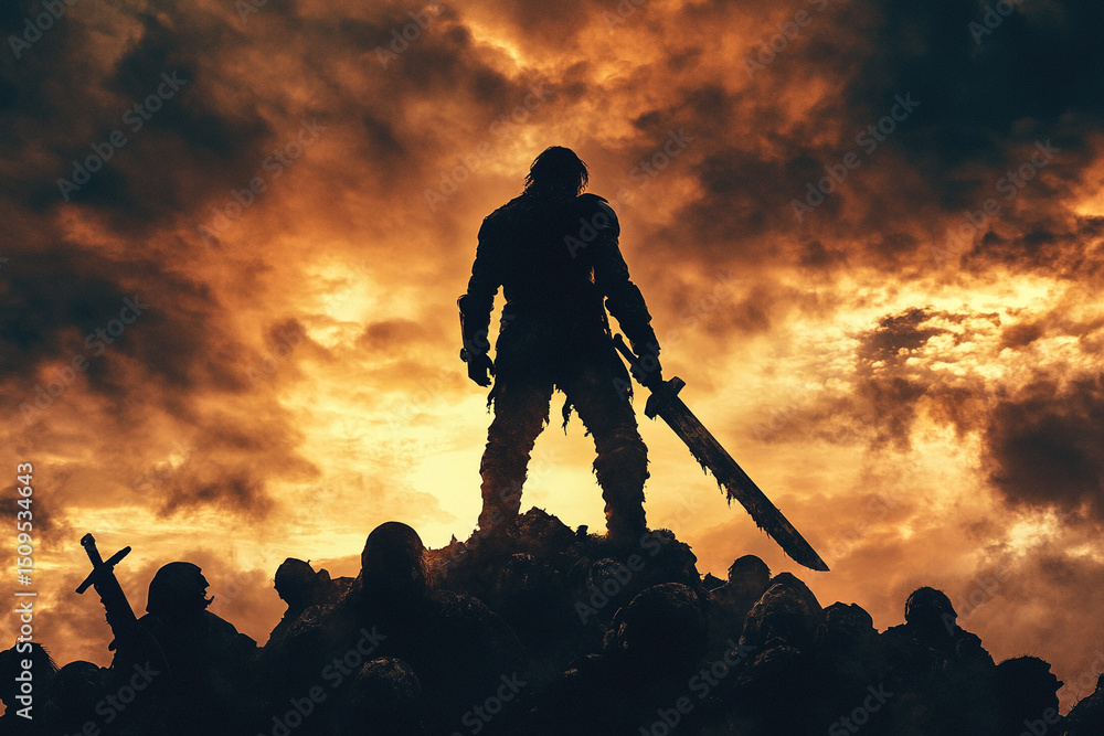 Obraz premium Man wielding a massive sword