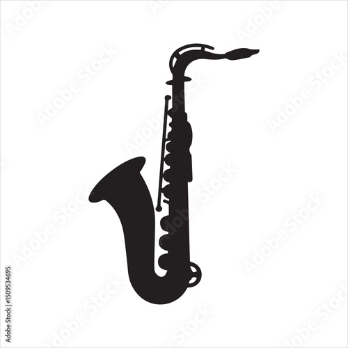 Saxophone Silhouette Icon – Jazz Music Instrument Vector