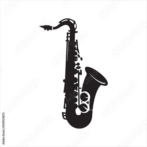 Saxophone Silhouette Icon – Jazz Music Instrument Vector