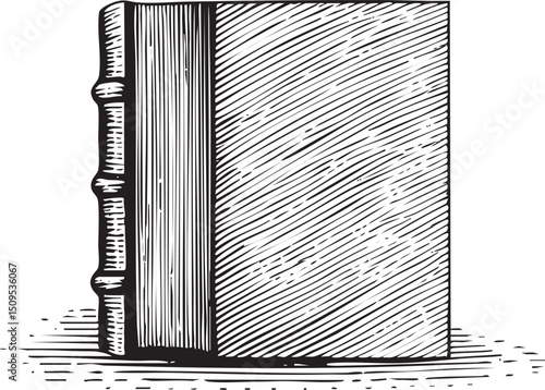 vertical striped column rises against a textured background.