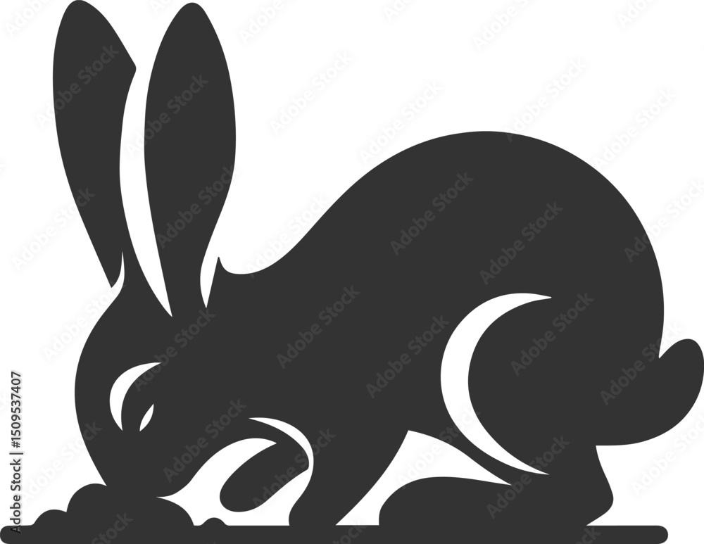 Fototapeta premium Cute animal vector drawing silhouette of a rabbit isolated graphics element