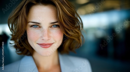 Wallpaper Mural Confident Woman Portrait  Freckles  Smile  Business  Corporate Torontodigital.ca