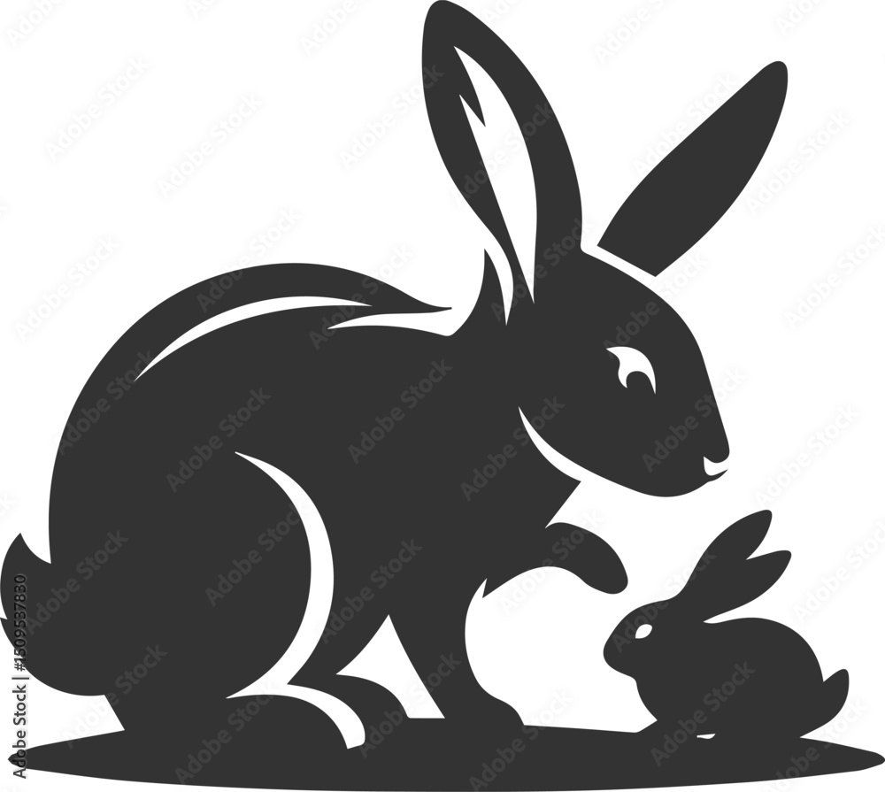 Fototapeta premium Cute animal vector drawing silhouette of a rabbit isolated graphics element