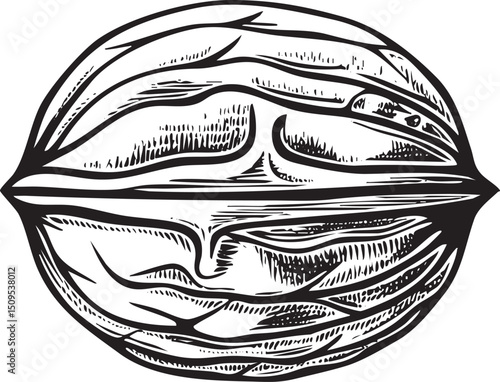 detailed symmetrical of a halved walnut.