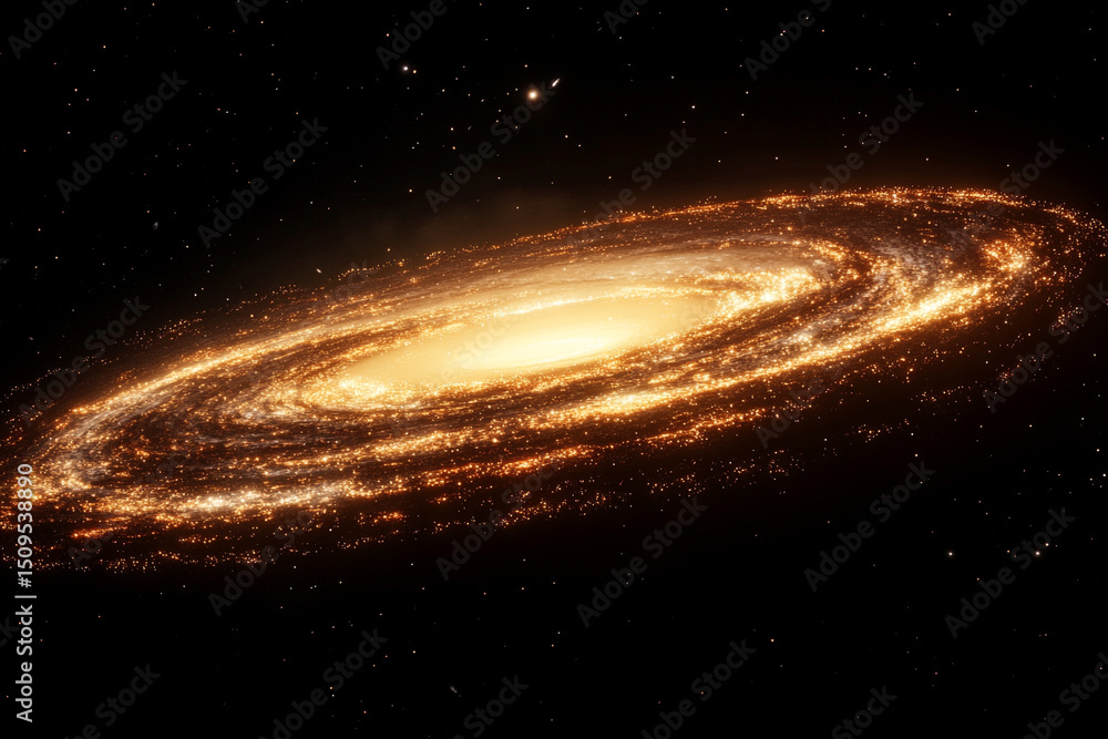 Spiral galaxy glow with dust particles Spiral galaxy glow with dust particles