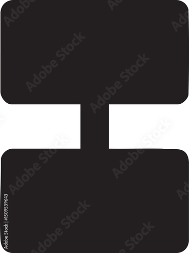Two blank rectangular signs are connected by a horizontal bar.