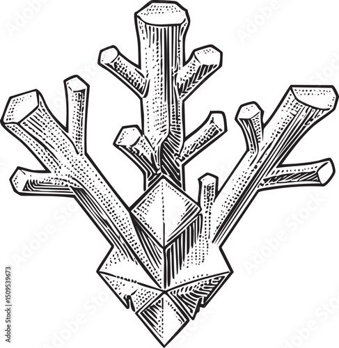 detailed black and white of a complex snowflake.
