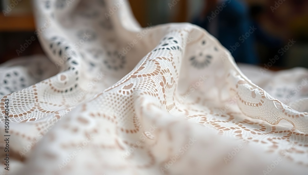Fototapeta premium close up of a white lace fabric