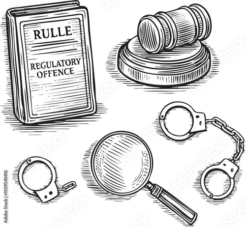 vintage depicts legal instruments and restraints.