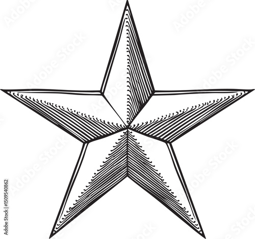 stark black and white five-pointed star is depicted against a clean white background.