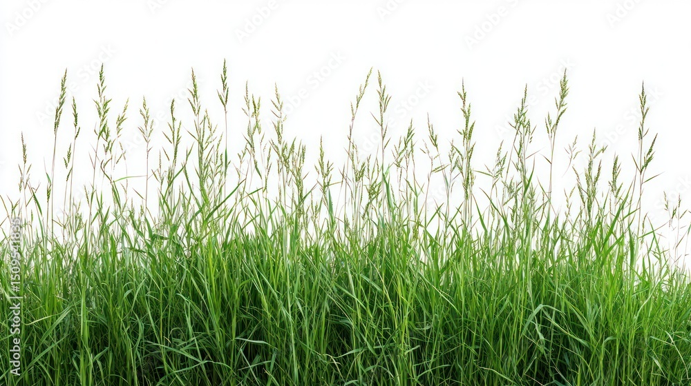 Fototapeta premium Lush green grass border, isolated, nature, spring, background, design element