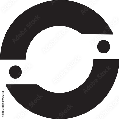 bold isolated black circle is intersected by a white arc.