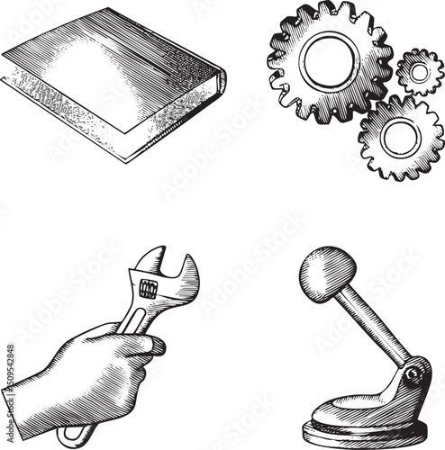 hand operates a wrench on a mechanical component.