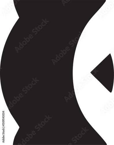 minimalist abstract white shape overlaps a solid black area.