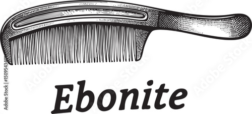 detailed black comb rests on a white surface.