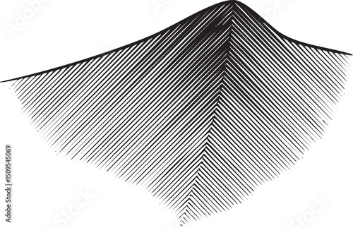 stark abstract geometric shape dominates the with sharply receding lines.