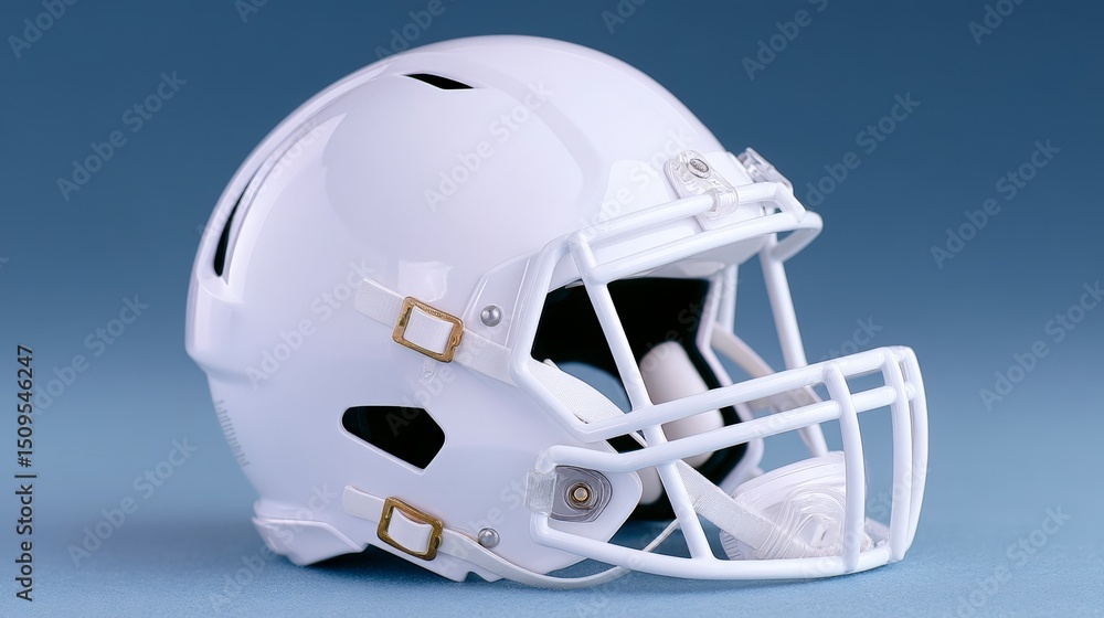 Fototapeta premium White Football Helmet American Football Equipment Sports Gear Game Day