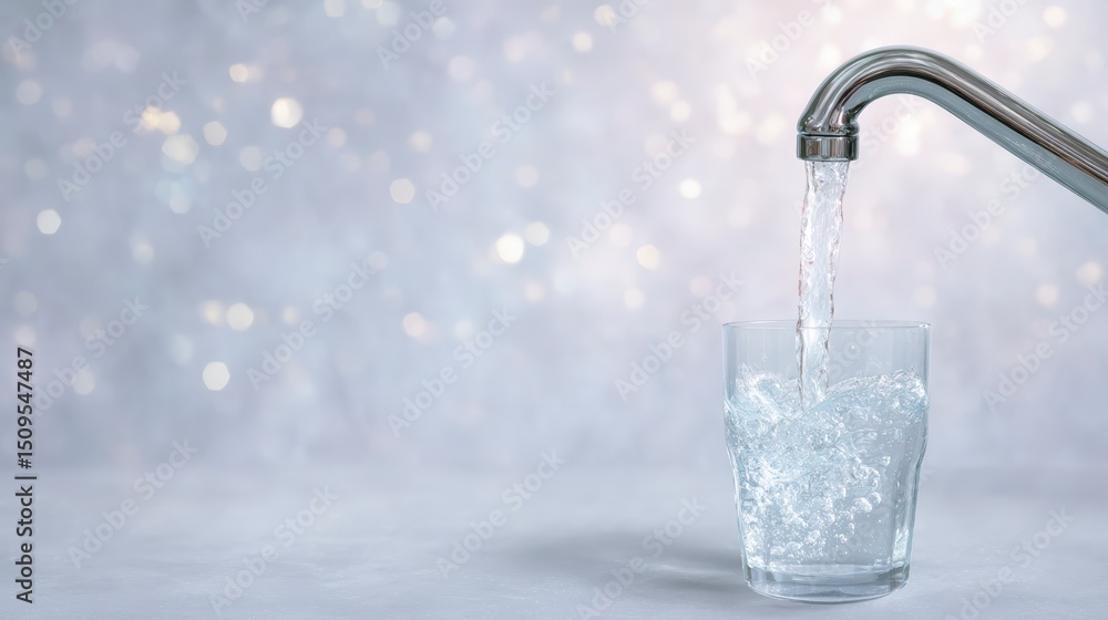 Fresh Water Pouring into Glass Clean Drinking Water Hydration Fresh Water Pouring into Glass Clean Drinking Water Hydration
